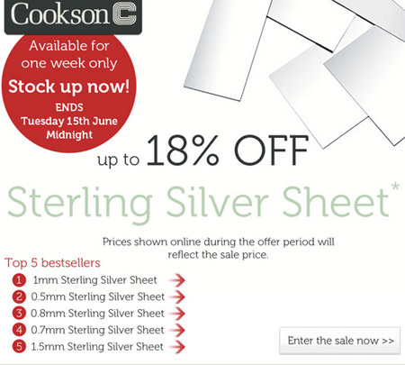 Save up to 18% OFF Sterling Silver Sheet Save up to 18% OFF Sterling Silver Sheet