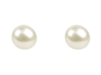 Cultured Pearl Pair Full Round     Half Drilled 5-5.5mm White         Freshwater