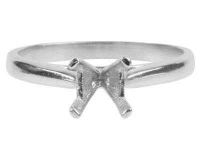 Platinum Round V Shape Claw Ring   Mount Hallmarked 50pt Size L - Standard Image - 2