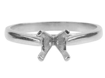 Platinum Round V Shape Claw Ring   Mount Hallmarked 75pt Size M - Standard Image - 2