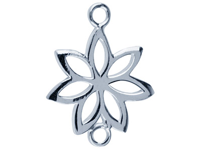 Sterling Silver Flower Spacer,     Pack of 5, 17 X 12 X 0.8mm