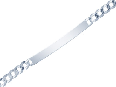 Sterling Silver 4.0mm Diamond Cut  Curb Chain Identity Bracelet       18.4cm7.25 Hallmarked