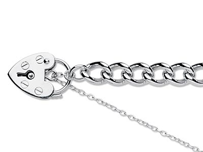 Sterling Silver 6.0mm Curb Bracelet 7.519cm Padlock  Safety Chain    Hallmarked