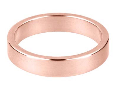 18ct Red Gold Flat Wedding Ring    4.0mm, Size X, 5.1g Medium Weight, Hallmarked, Wall Thickness 1.14mm, 100 Recycled Gold