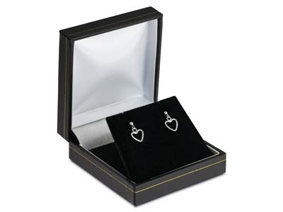 Sterling Silver Valentines Day     Jewellery Heart Drop Earrings, With Display Box
