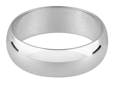 Platinum D Shape Wedding Ring      6.0mm, Size R, 12.9g Heavy Weight, Hallmarked, Wall Thickness 1.96mm