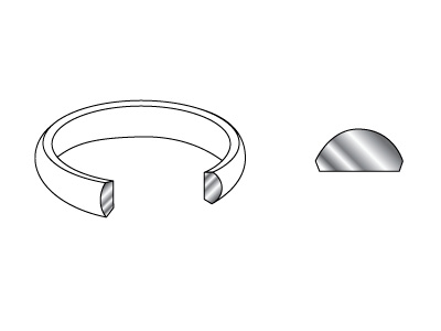 Platinum D Shape Wedding Ring      3.0mm, Size J, 3.3g Light Weight,  Hallmarked, Wall Thickness 1.16mm - Standard Image - 3