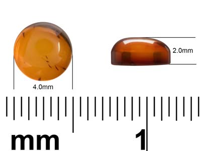 Natural Amber, Round Cabochon, 4mm - Standard Image - 4