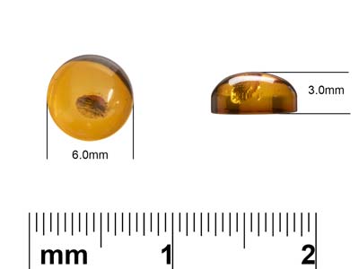 Natural Amber, Round Cabochon, 6mm - Standard Image - 4