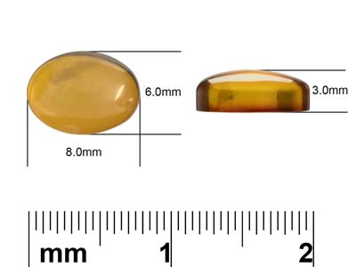 Natural Amber, Oval Cabochon, 8x6mm - Standard Image - 4