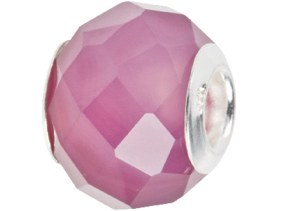 Agate Charm Bead Faceted Purple With Silver Insert