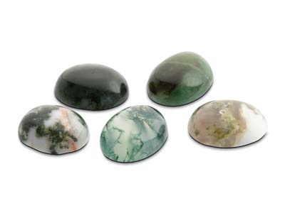Moss Agate, Oval Cabochon 10x8mm - Standard Image - 5