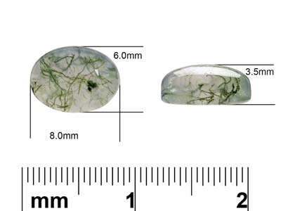 Moss Agate, Oval Cabochon 8x6mm - Standard Image - 4