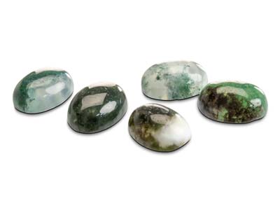 Moss Agate, Oval Cabochon 8x6mm - Standard Image - 5