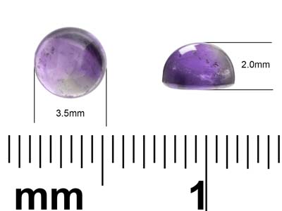 Amethyst, Round Cabochon, 3.5mm - Standard Image - 4