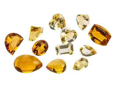 Citrine, Mixed Shapes, Pack of 12,