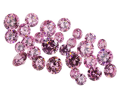 Pink Cubic Zirconia, Round,        4,5,6mm, Pack of 28