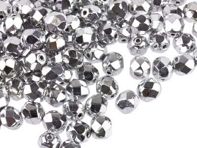 Preciosa 6mm Czech Fire Polished   Glass Beads Crystal Sil,           Pack of 100 - Standard Image - 2