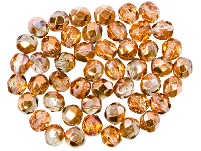 Preciosa 6mm Czech Fire Polished   Glass Beads Copper Clear,          Pack of 100 - Standard Image - 1