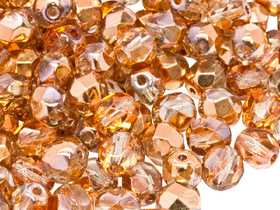Preciosa 6mm Czech Fire Polished   Glass Beads Copper Clear,          Pack of 100 - Standard Image - 2