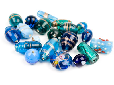 Intricate Turquoise Glass Mix Beads, 100g