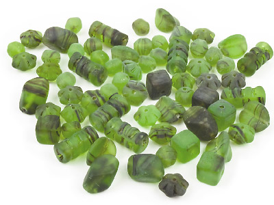 Glass Beads Selection Frosted Green, 50g Pack