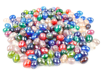 Glass Beads Mixed 11x9mm Oval Lustre Lamp Beads