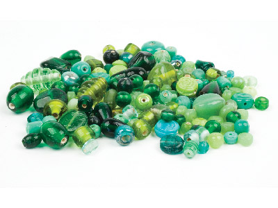 Emerald Glass Mix Beads, 100g