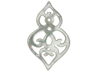 Mother of Pearl White Large        Filigree Baroque Drop