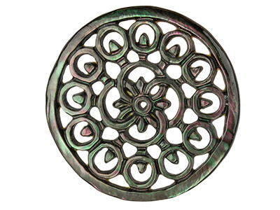 Mother of Pearl Grey Large Filigree Disc