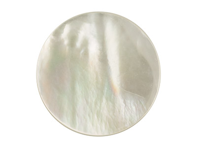 Mother of Pearl White Round Flat   Disc, 18mm