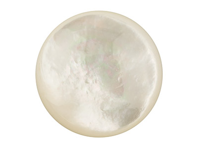 Mother of Pearl White Round Domed  Disc, 16mm - Standard Image - 1