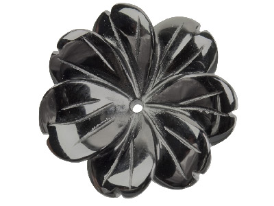Black Onyx Carved Flower 20mm Centre Drilled