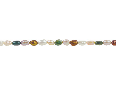 Freshwater Pearl String, 8-9mm Multicoloured Rice Shaped 40cm