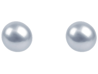 Cultured Pearl Pair Full Round     Half Drilled 3.5-4mm Silver Grey   Freshwater