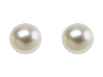Cultured Pearl Pair Full Round     Half Drilled 3.5-4mm White         Freshwater - Standard Image - 1