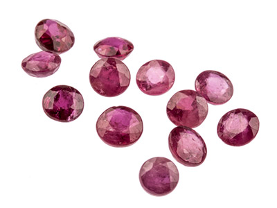 Ruby, Round, 3mm Mixed Sizes,     Pack of 12,