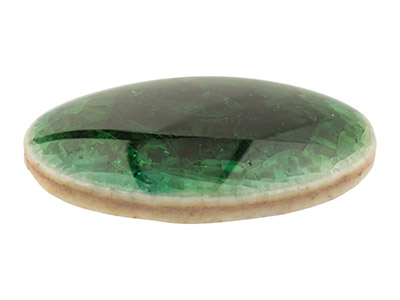 Ceramic Oval Cabochon Green,       18x13mm, Crackle Finish - Standard Image - 2