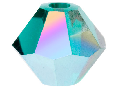 Swarovski Crystal Pack of 24 Bicone, 5328, 4mm Emerald Ab