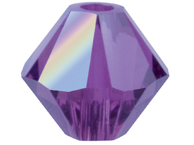 Swarovski Crystal Pack Of 12 Bicone, 5328, 6mm Amethyst Ab