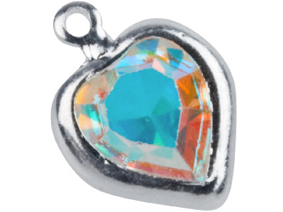 Swarovski Crystal Heart Charm, 52200, 8mm Crystal Ab
