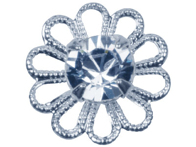 Swarovski Crystal Filigree Flower Charm, Silver Plated, 62020, Crystal
