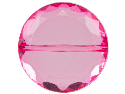 Hot Pink Flat Faceted Round 25mm Lucite Beads Pack Of 6