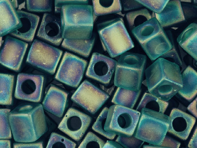 Miyuki Cube Seed Beads 4mm Square  Matte Transparent Teal 20g Tube,   Miyuki Code Sb4-2405fr