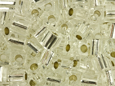 Miyuki Cube Seed Beads 4mm Square Silver Lined Crystal 20g Tube Miyuki Code Sb4-001