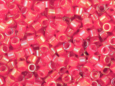 Miyuki 110 Delica Seed Beads Lined Red Ab 7.2g Tube, Miyuki Code Db295
