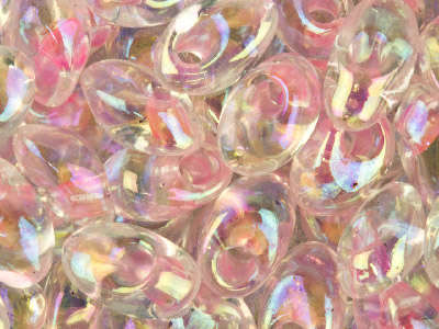 Miyuki Long Magatama Seed Beads    4x7mm Pink Lined Crystal Ab 8.5g   Tube, Miyuki Code Lma-2144-tube