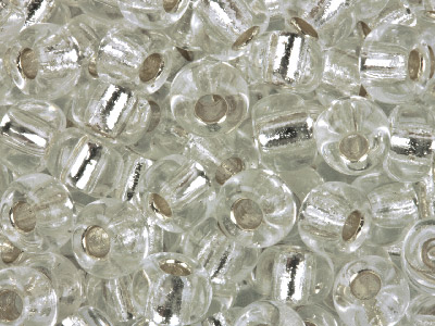 Miyuki 6/0 Round Seed Beads Silver  Lined Crystal 20g Tube, Miyuki Code 1 - Standard Image - 1