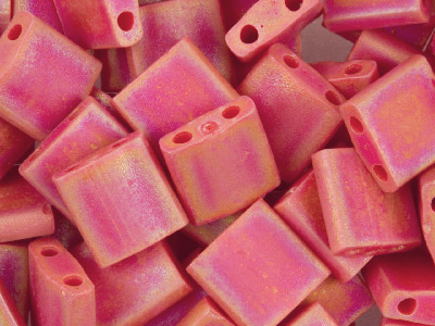 Miyuki Tila Seed Beads 5mm Matte Opaque Red Ab 7.2g Tube, Miyuki Code Tl408fr
