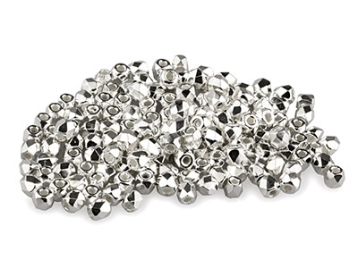 True2 2mm Czech Fire Polished      Beads, Crystal 999 Fine Silver     Plate, 2g Pack - Standard Image - 1